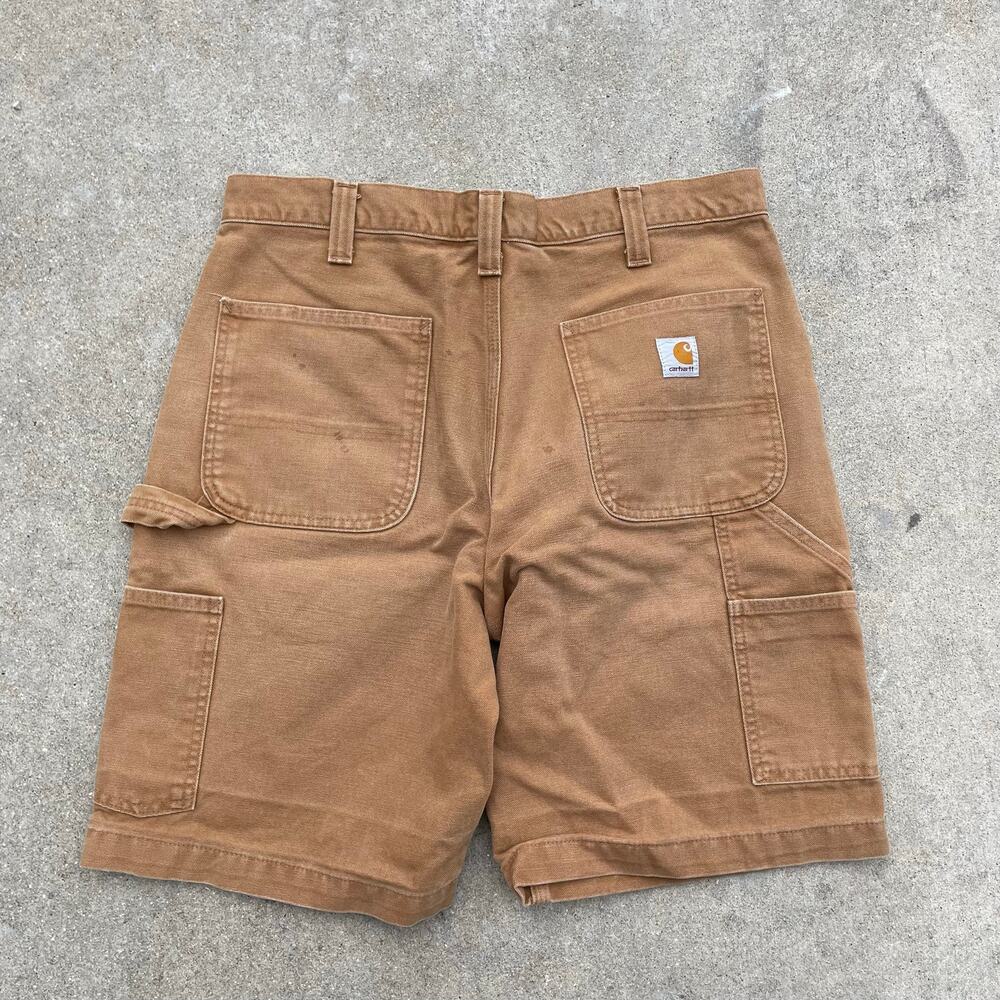 Vintage Carhartt Mens 34 Carpenter Shorts Faded Brown Duck Canvas Workwear